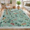 imageASPMIZ Insect Area Rug 3X5 Green Bedroom Rug Non Slip Spring Summer Washable Rug Farmhouse Butterfly Living Room Rugs Low Pile Soft Faux Wool Throw Carpet for Entryway Office Nursery Green