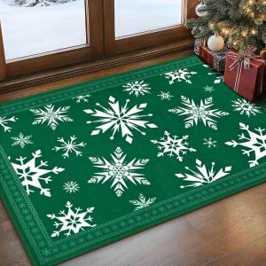 imageASPMIZ Christmas Area Rugs 8x10 Living Room Rug Snowflake Rugs for Bedroom Red Washable Rug Low Pile Winter Non Slip Carpet Soft Faux Wool Throw Carpet for Entryway Office Nursery RedGreen