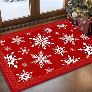 imageASPMIZ Christmas Area Rugs 8x10 Living Room Rug Snowflake Rugs for Bedroom Red Washable Rug Low Pile Winter Non Slip Carpet Soft Faux Wool Throw Carpet for Entryway Office Nursery RedRed