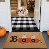 imageASPMIZ 2 Piece Halloween Door Mat Combo Set  Black Witch Coir Doormat Non Slip  28x43 Inches Buffalo Plaid Rug Washable Halloween Welcome Mat for Front Door Porch Entryway Holiday DecorationsBoo