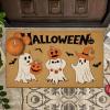 imageASPMIZ 2 Piece Halloween Door Mat Combo Set  Black Witch Coir Doormat Non Slip  28x43 Inches Buffalo Plaid Rug Washable Halloween Welcome Mat for Front Door Porch Entryway Holiday DecorationsHalloween Ghost