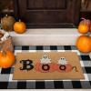 imageASPMIZ 2 Piece Halloween Door Mat Combo Set  Black Witch Coir Doormat Non Slip  28x43 Inches Buffalo Plaid Rug Washable Halloween Welcome Mat for Front Door Porch Entryway Holiday DecorationsBoo