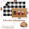imageASPMIZ 2 Piece Halloween Door Mat Combo Set  Black Witch Coir Doormat Non Slip  28x43 Inches Buffalo Plaid Rug Washable Halloween Welcome Mat for Front Door Porch Entryway Holiday DecorationsBoo