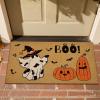 imageASPMIZ 2 Piece Halloween Door Mat Combo Set  Black Witch Coir Doormat Non Slip  28x43 Inches Buffalo Plaid Rug Washable Halloween Welcome Mat for Front Door Porch Entryway Holiday DecorationsBoo Ghost