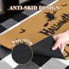 imageASPMIZ 2 Piece Halloween Door Mat Combo Set  Black Witch Coir Doormat Non Slip  28x43 Inches Buffalo Plaid Rug Washable Halloween Welcome Mat for Front Door Porch Entryway Holiday DecorationsWitch