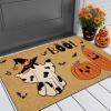 imageASPMIZ 2 Piece Halloween Door Mat Combo Set  Black Witch Coir Doormat Non Slip  28x43 Inches Buffalo Plaid Rug Washable Halloween Welcome Mat for Front Door Porch Entryway Holiday DecorationsBoo Ghost