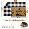 imageASPMIZ 2 Piece Halloween Door Mat Combo Set  Black Witch Coir Doormat Non Slip  28x43 Inches Buffalo Plaid Rug Washable Halloween Welcome Mat for Front Door Porch Entryway Holiday DecorationsWitch