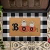 imageASPMIZ 2 Piece Halloween Door Mat Combo Set  Black Witch Coir Doormat Non Slip  28x43 Inches Buffalo Plaid Rug Washable Halloween Welcome Mat for Front Door Porch Entryway Holiday DecorationsBoo