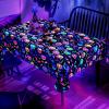 imageASPMIZ Halloween Tablecloth Rectangle Table Waterproof Blacklight Spooky Pumpkin Table Cloth Washable Polyester UV Reactive Table Cloth WrinkleFree Table Cover for Halloween Decorations 60 x 104Pumpkin