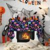 imageASPMIZ Halloween Tablecloth Rectangle Table Waterproof Blacklight Spooky Pumpkin Table Cloth Washable Polyester UV Reactive Table Cloth WrinkleFree Table Cover for Halloween Decorations 60 x 104Pumpkin