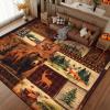 imageASPMIZ Rustic Area Rugs 5x7 Living Room Rug Low Pile Southwestern Washable Rug Non Slip Soft Faux Wool Cabin Throw Rugs for Bedroom Dining Room Vintage Country Wildlife Home Decor BlueBrown