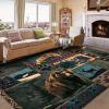 imageASPMIZ Rustic Area Rugs 5x7 Living Room Rug Low Pile Southwestern Washable Rug Non Slip Soft Faux Wool Cabin Throw Rugs for Bedroom Dining Room Vintage Country Wildlife Home Decor BlueBlue