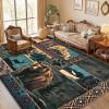 imageASPMIZ Rustic Area Rugs 5x7 Living Room Rug Low Pile Southwestern Washable Rug Non Slip Soft Faux Wool Cabin Throw Rugs for Bedroom Dining Room Vintage Country Wildlife Home Decor BlueBlue