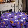 imageHalloween Tablecloth Spider Web and Pumpkin Table Cloth Bat Cobweb and Ghost Waterproof Tablecloths Spillproof Tablecover for Dinner Party Decoration Purple Rectangle 60 x 120 InchPurple