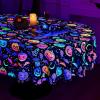 imageASPMIZ Halloween Tablecloth Rectangle Table Waterproof Blacklight Spooky Pumpkin Table Cloth Washable Polyester UV Reactive Table Cloth WrinkleFree Table Cover for Halloween Decorations 60 x 104Pumpkin
