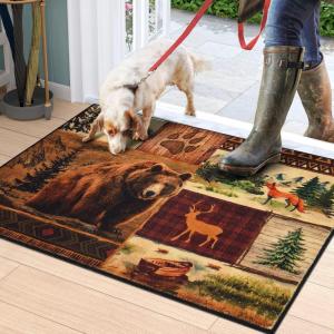 imageASPMIZ Rustic Area Rugs 5x7 Living Room Rug Low Pile Southwestern Washable Rug Non Slip Soft Faux Wool Cabin Throw Rugs for Bedroom Dining Room Vintage Country Wildlife Home Decor BlueBrown