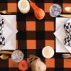 imageASPMIZ Halloween Tablecloth Plaid Checkered Table Cloth Orange and Black Tablecloths Machine Washable Tablecloth Rectangle for Dinner Party Decoration 60 x 84 inchOrange and Black