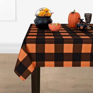 imageASPMIZ Halloween Tablecloth Plaid Checkered Table Cloth Orange and Black Tablecloths Machine Washable Tablecloth Rectangle for Dinner Party Decoration 60 x 84 inchOrange and Black