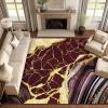 imageASPMIZ Marble Area Rug 3x5 Entryway Rug NonSlip Washable Indoor Door Mat Modern Small Throw Rugs for Kitchen Soft Faux Wool Red and Gold Rug Floor Carpet Front Door Rugs Low ProfileRed