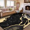 imageASPMIZ Marble Area Rug 3x5 Entryway Rug NonSlip Washable Indoor Door Mat Modern Small Throw Rugs for Kitchen Soft Faux Wool Red and Gold Rug Floor Carpet Front Door Rugs Low ProfileBlack