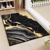 imageASPMIZ Marble Area Rug 3x5 Entryway Rug NonSlip Washable Indoor Door Mat Modern Small Throw Rugs for Kitchen Soft Faux Wool Red and Gold Rug Floor Carpet Front Door Rugs Low ProfileBlack