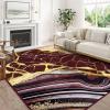 imageASPMIZ Marble Area Rug 3x5 Entryway Rug NonSlip Washable Indoor Door Mat Modern Small Throw Rugs for Kitchen Soft Faux Wool Red and Gold Rug Floor Carpet Front Door Rugs Low ProfileRed