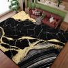imageASPMIZ Marble Area Rug 3x5 Entryway Rug NonSlip Washable Indoor Door Mat Modern Small Throw Rugs for Kitchen Soft Faux Wool Red and Gold Rug Floor Carpet Front Door Rugs Low ProfileBlack