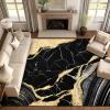 imageASPMIZ Marble Area Rug 3x5 Entryway Rug NonSlip Washable Indoor Door Mat Modern Small Throw Rugs for Kitchen Soft Faux Wool Red and Gold Rug Floor Carpet Front Door Rugs Low ProfileBlack