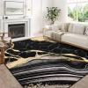 imageASPMIZ Marble Area Rug 3x5 Entryway Rug NonSlip Washable Indoor Door Mat Modern Small Throw Rugs for Kitchen Soft Faux Wool Red and Gold Rug Floor Carpet Front Door Rugs Low ProfileBlack