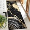 imageASPMIZ Marble Area Rug 3x5 Entryway Rug NonSlip Washable Indoor Door Mat Modern Small Throw Rugs for Kitchen Soft Faux Wool Red and Gold Rug Floor Carpet Front Door Rugs Low ProfileBlack