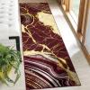 imageASPMIZ Marble Area Rug 3x5 Entryway Rug NonSlip Washable Indoor Door Mat Modern Small Throw Rugs for Kitchen Soft Faux Wool Red and Gold Rug Floor Carpet Front Door Rugs Low ProfileRed
