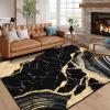 imageASPMIZ Marble Area Rug 3x5 Entryway Rug NonSlip Washable Indoor Door Mat Modern Small Throw Rugs for Kitchen Soft Faux Wool Red and Gold Rug Floor Carpet Front Door Rugs Low ProfileBlack