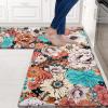 imageASPMIZ Boho Floral Kitchen Rugs Non Slip Sets of 2 20 x 31  20 x 48 Farmhouse Kitchen Mats Cushioned Anti Fatigue Bohemian Colorful Flower Kitchen Mats for Floor Comfort Standing Mat