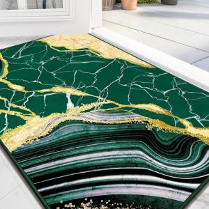 imageASPMIZ Marble Area Rug 3x5 Entryway Rug NonSlip Washable Indoor Door Mat Modern Small Throw Rugs for Kitchen Soft Faux Wool Red and Gold Rug Floor Carpet Front Door Rugs Low ProfileGreen