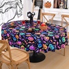 image:imageASPMIZ Halloween Tablecloth Rectangular 60 x 84 Waterproof Blacklight Spooky Pumpkin Table Cloths Washable Fluorescent Black Table Cloth UV Reactive Table Cover for Halloween Party DecorationsPumpkin