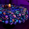 image:imageASPMIZ Halloween Tablecloth Rectangular 60 x 84 Waterproof Blacklight Spooky Pumpkin Table Cloths Washable Fluorescent Black Table Cloth UV Reactive Table Cover for Halloween Party DecorationsPumpkin