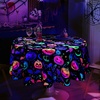 image:imageASPMIZ Halloween Tablecloth Rectangular 60 x 84 Waterproof Blacklight Spooky Pumpkin Table Cloths Washable Fluorescent Black Table Cloth UV Reactive Table Cover for Halloween Party DecorationsPumpkin