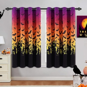 image:imageASPMIZ Halloween Curtains for Bedroom Spider Web Bat Blackout Curtains for Living Room Orange Purple Ombre Curtains 84 Inch Length 2 Panels Set Grommet Top Drapes for Halloween Party 52W x 84LPurple